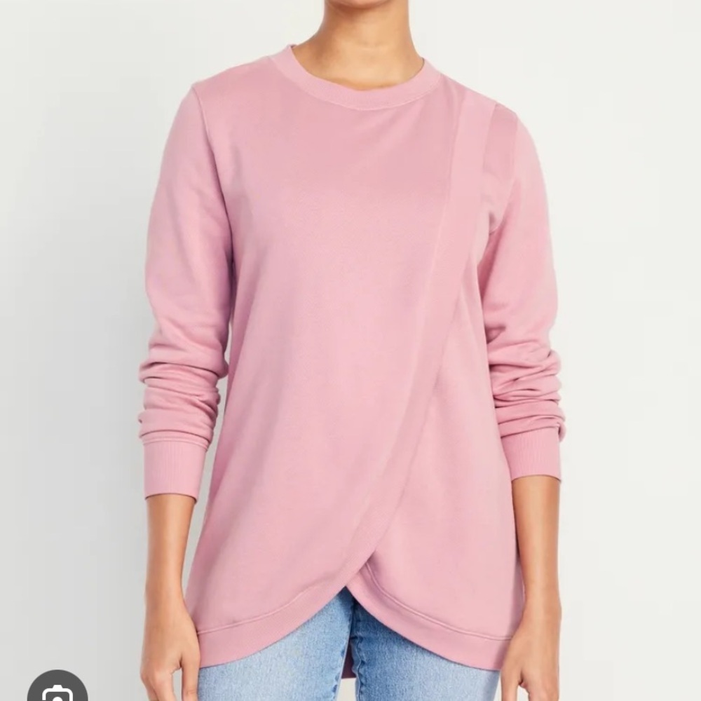 Old Navy Maternity Cross-Front Nursing Sweatshirt, Large, Pale Pink Mauve